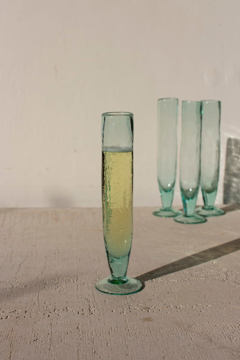 KALALOU Tall Recycled Champagne Flute, One Size, Green (Set of 6)
